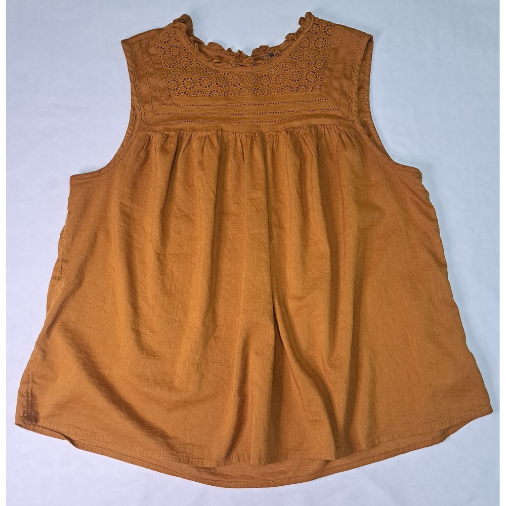 Old Navy 2x Sleeveless Camel Top Crochet Ruffled Lace‎ Boho Forest Fairy Grunge